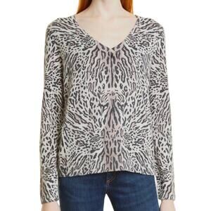 ATM Cashmere Sweater Animal Print Size S NWT Quiet Luxury Quartz Combo